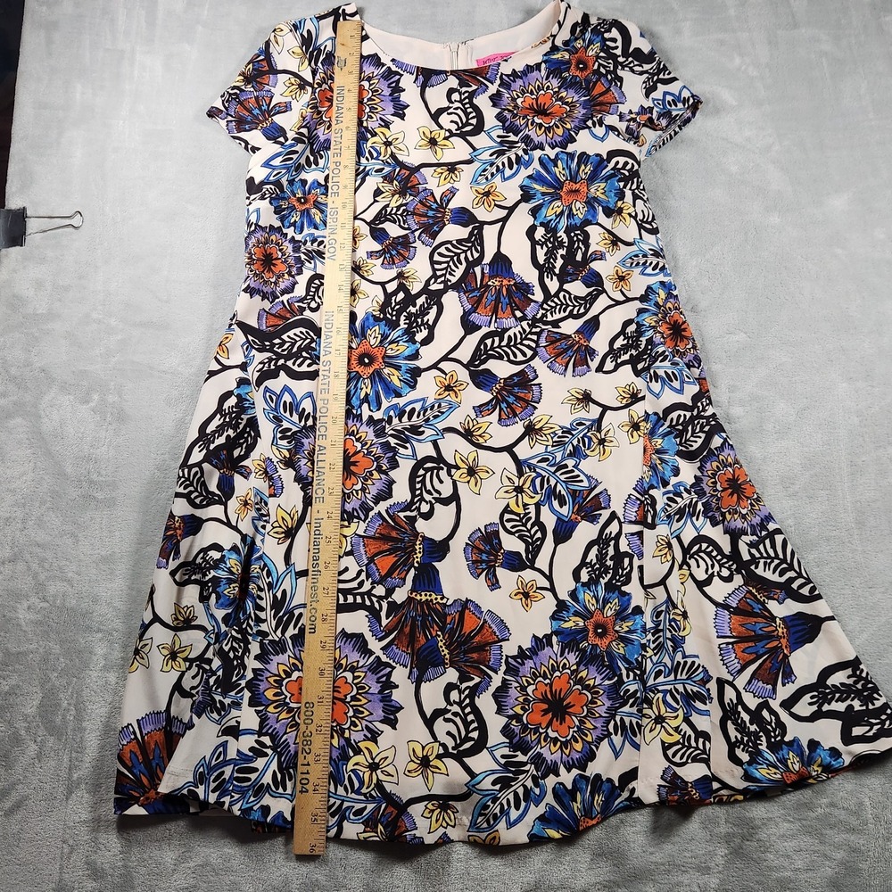 Betsey Johnson Dress Floral Shift Knee Length Cap Sleeve‎ Loose Flowy Size 8 - Picture 4 of 12